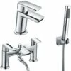 Astini Arc Waterfall Mini Chrome Bathroom Basin & Bath Shower Mixer Tap Pack Set -TAPS UK Sales astini arc waterfall mini chrome bathroom basin bath shower mixer tap pack set p52652 238894 image