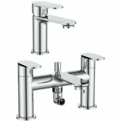 Astini Caiman Chrome Bathroom Basin & Bath Shower Mixer Tap Pack Set