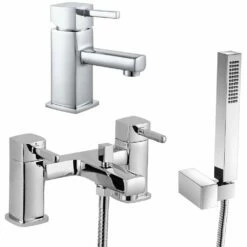 Astini Citril Chrome Bathroom Basin & Bath Shower Mixer Tap Pack Set