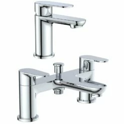 Astini Coati Chrome Mono Bathroom Basin & Bath Shower Mixer Tap Pack Set