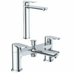 Astini Coati Tall Chrome Mono Bathroom Basin & Bath Shower Mixer Tap Pack Set