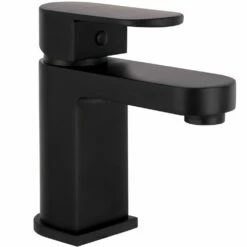 Astini Comet Matt Black Bathroom Basin Mixer Tap & Slotted Waste