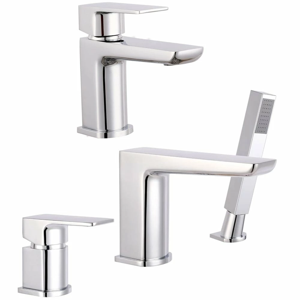 Astini Crane Chrome Bathroom Basin & 3 Hole Bath Shower Mixer Tap Pack Set 3 Astini Crane Chrome Bathroom Basin & 3 Hole Bath Shower Mixer Tap Pack Set