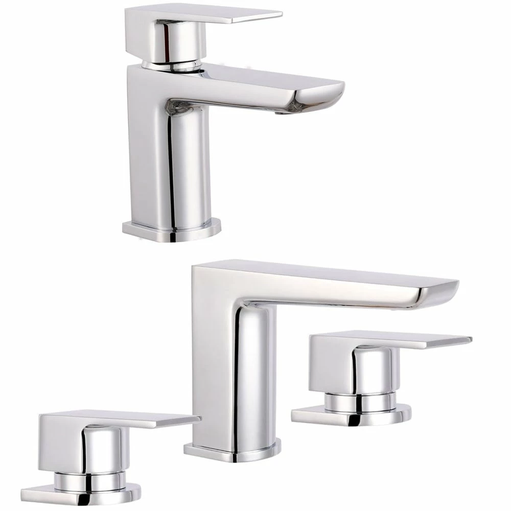 Astini Crane Chrome Bathroom Basin & 3 Hole Bath Tap Pack Set 3 Astini Crane Chrome Bathroom Basin & 3 Hole Bath Tap Pack Set