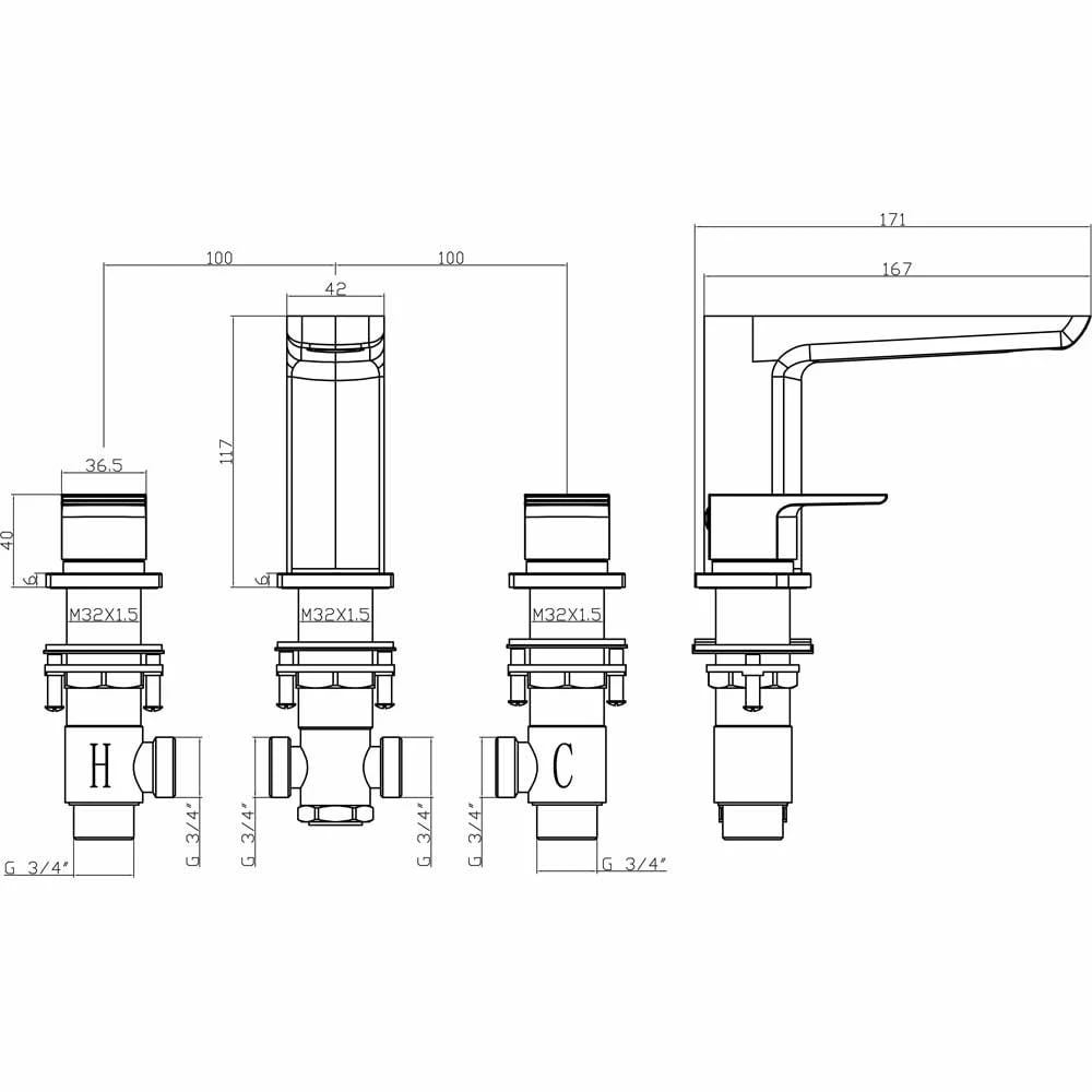 Astini Crane Chrome Bathroom Basin & 3 Hole Bath Tap Pack Set 7 Astini Crane Chrome Bathroom Basin & 3 Hole Bath Tap Pack Set - Image 5