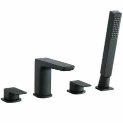 Astini Crane Matt Black 4 Hole Bathroom Bath Shower Tap