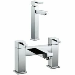 Astini Ibex Tall Chrome Bathroom Basin & Bath Mixer Tap Pack Set