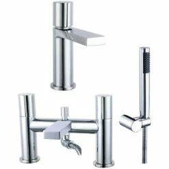 Astini Ibis Chrome Mono Bathroom Basin & Bath Shower Mixer Tap Pack Set