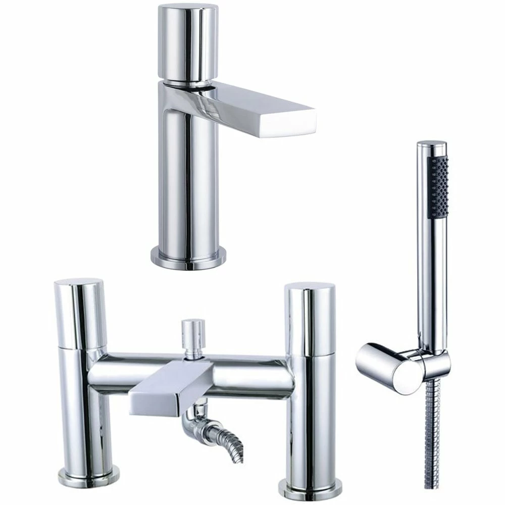 Astini Ibis Chrome Mono Bathroom Basin & Bath Shower Mixer Tap Pack Set 3 Astini Ibis Chrome Mono Bathroom Basin & Bath Shower Mixer Tap Pack Set