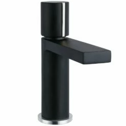 Astini Ibis Matt Black Mono Bathroom Basin Tap & Slotted Waste