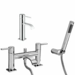 Astini Imex Mini Chrome Bathroom Basin & Bath Shower Mixer Tap Pack Set