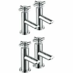 Astini Space Chrome Twin Basin & Bath Tap Pack Set