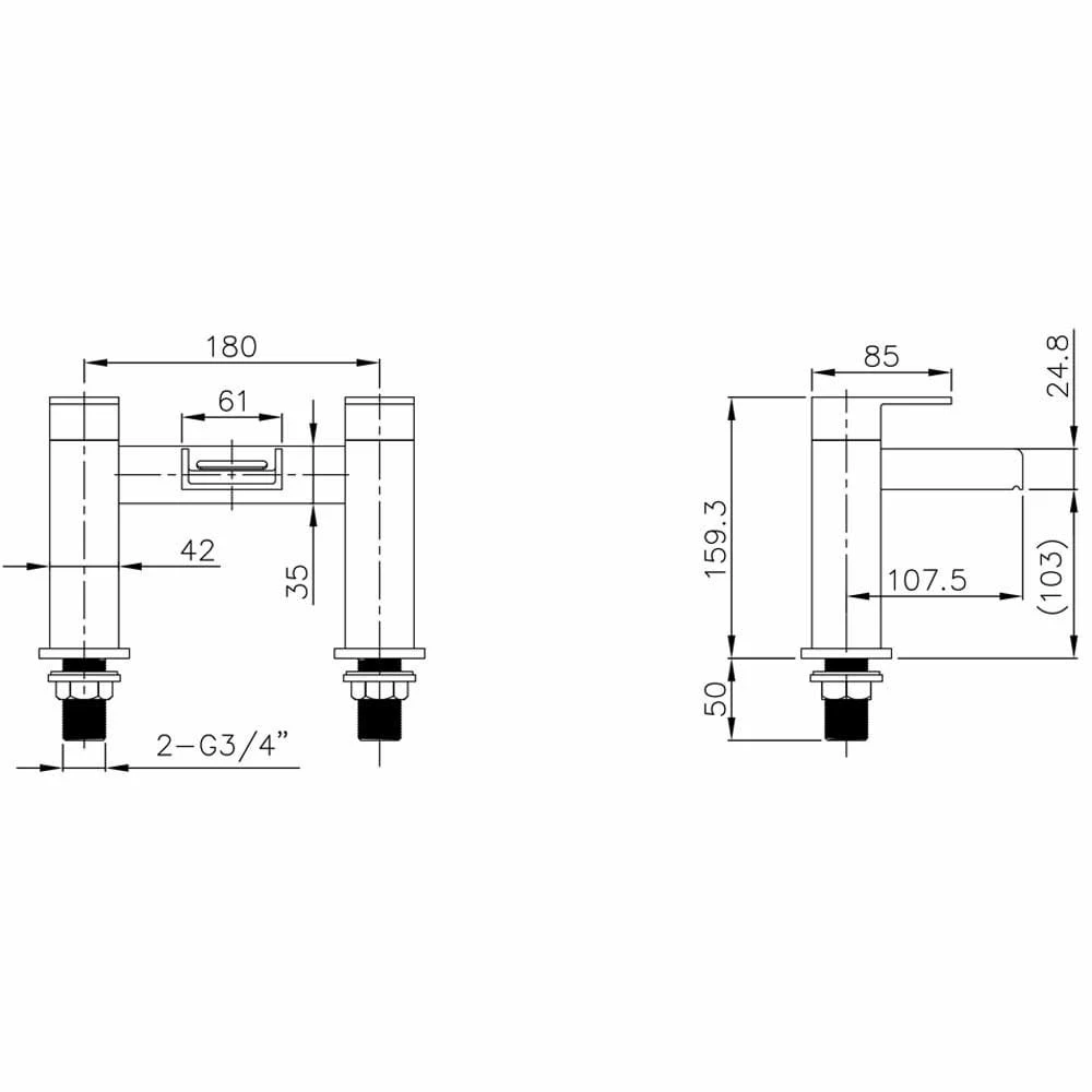 Astini Square Waterfall Chrome Bath Mixer Tap 4 Astini Square Waterfall Chrome Bath Mixer Tap - Image 2