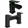 Astini Straight Waterfall Matt Black Bathroom Basin & Bath Mixer Tap Pack Set -TAPS UK Sales astini straight waterfall matt black bathroom basin bath mixer tap pack set p52597 238619 image