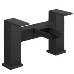 Astini Straight Waterfall Matt Black Bathroom Basin & Bath Mixer Tap Pack Set -TAPS UK Sales astini straight waterfall matt black bathroom basin bath mixer tap pack set p52597 238621 image