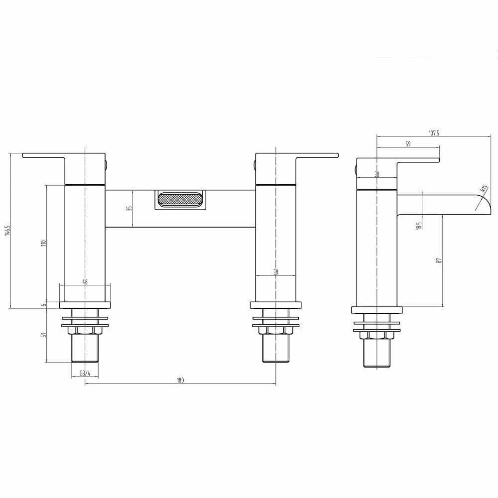 Astini Straight Waterfall Mini Chrome Bathroom Basin & Bath Mixer Tap Pack Set 7 Astini Straight Waterfall Mini Chrome Bathroom Basin & Bath Mixer Tap Pack Set - Image 5