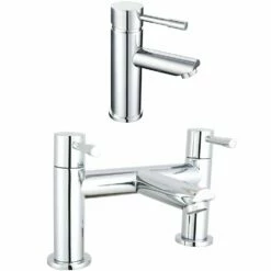 Astini Swift Ecoflow Chrome Bathroom Basin & Bath Mixer Tap Pack Set