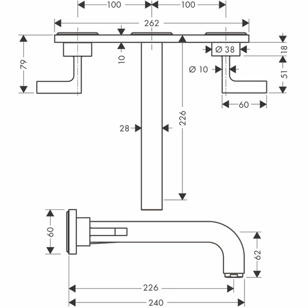 AXOR Citterio Chrome 3 Hole Basin Mixer Tap With Lever Handles & Plate 4 AXOR Citterio Chrome 3 Hole Basin Mixer Tap With Lever Handles & Plate - Image 2