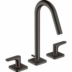 AXOR Citterio M Brushed Black Twin Lever Basin Mixer Tap 160 With Pop-Up Waste