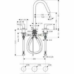 AXOR Citterio M Brushed Steel Twin Lever Basin Mixer Tap 160 With Pop-Up Waste -TAPS UK Sales axor citterio m brushed steel twin lever basin mixer tap 160 with pop up waste p37612 183988 image