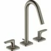AXOR Citterio M Brushed Steel Twin Lever Basin Mixer Tap 160 With Pop-Up Waste -TAPS UK Sales axor citterio m brushed steel twin lever basin mixer tap 160 with pop up waste p37612 185271 image