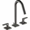 AXOR Citterio M Polished Black Twin Lever Basin Mixer Tap 160 With Pop-Up Waste -TAPS UK Sales axor citterio m polished black twin lever basin mixer tap 160 with pop up waste p37610 185270 image