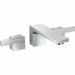 AXOR Edge Chrome 3-Hole Wall Mounted Basin Mixer With Push-Open Waste Set