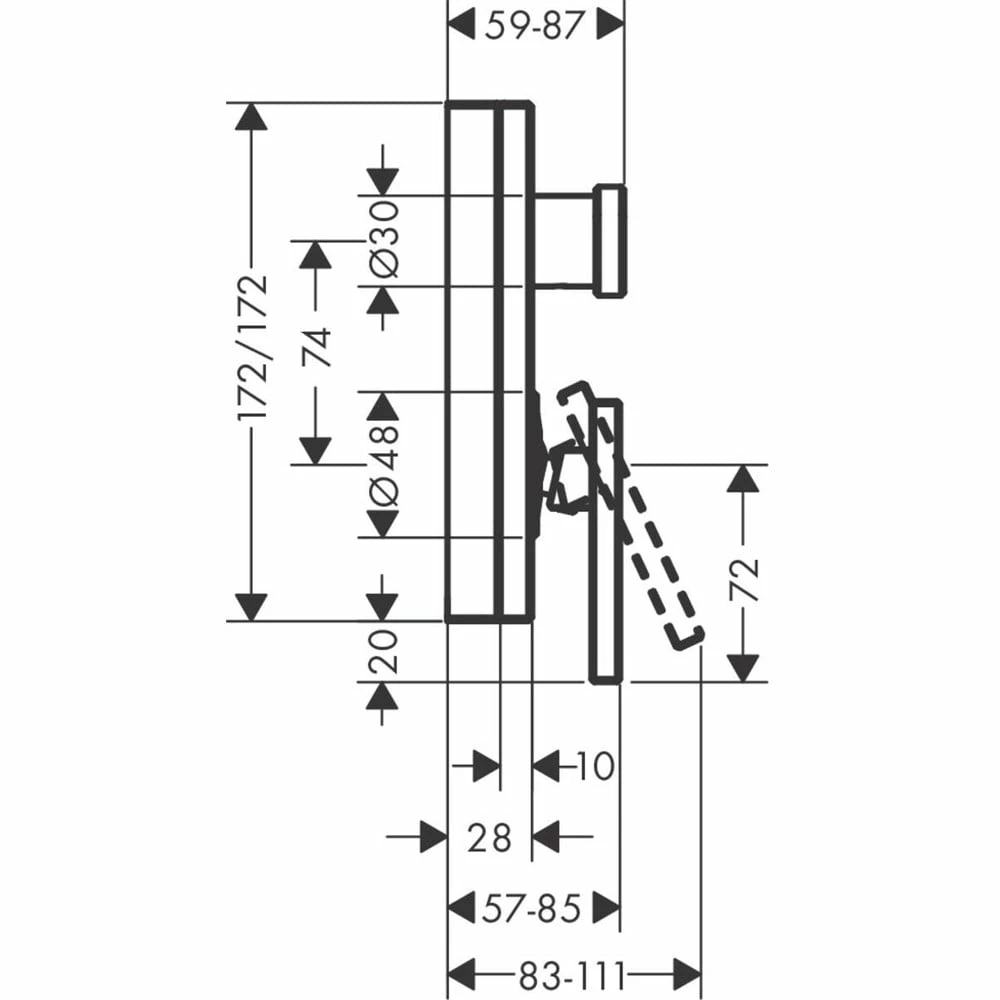 AXOR Edge Chrome Concealed Single Lever Manual Bath/Shower Mixer Valve 4 AXOR Edge Chrome Concealed Single Lever Manual Bath/Shower Mixer Valve - Image 2