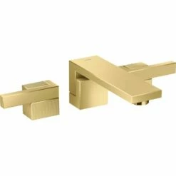 AXOR Edge Polished Gold Twin Lever Basin Mixer Tap With Push-0pen Waste Set