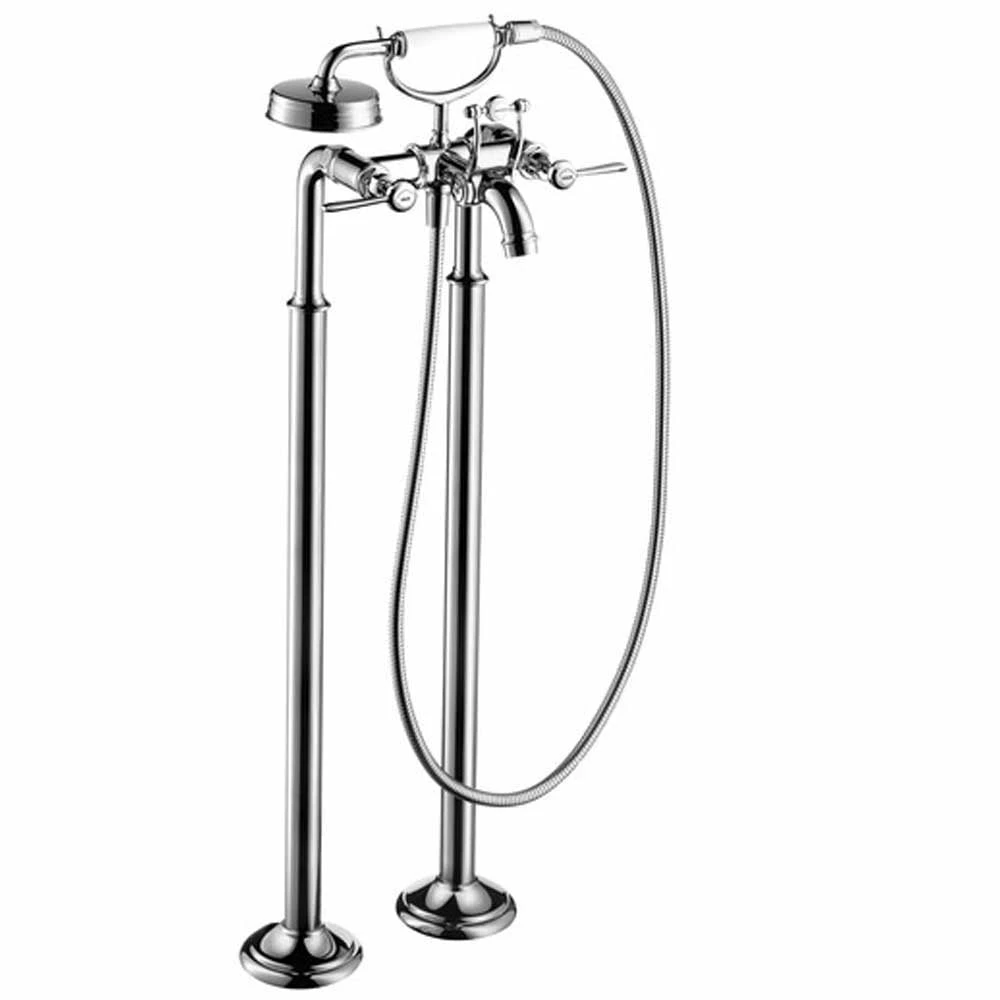 AXOR Montreux Brushed Nickel Floor Standing Manual Bath Tap With Lever Handles 3 AXOR Montreux Brushed Nickel Floor Standing Manual Bath Tap With Lever Handles