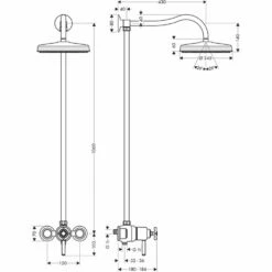 AXOR Montreux Brushed Nickel Showerpipe With Thermostatic Mixer &Overhead Shower -TAPS UK Sales axor montreux brushed nickel showerpipe with thermostatic mixer overhead shower p34259 166721 image