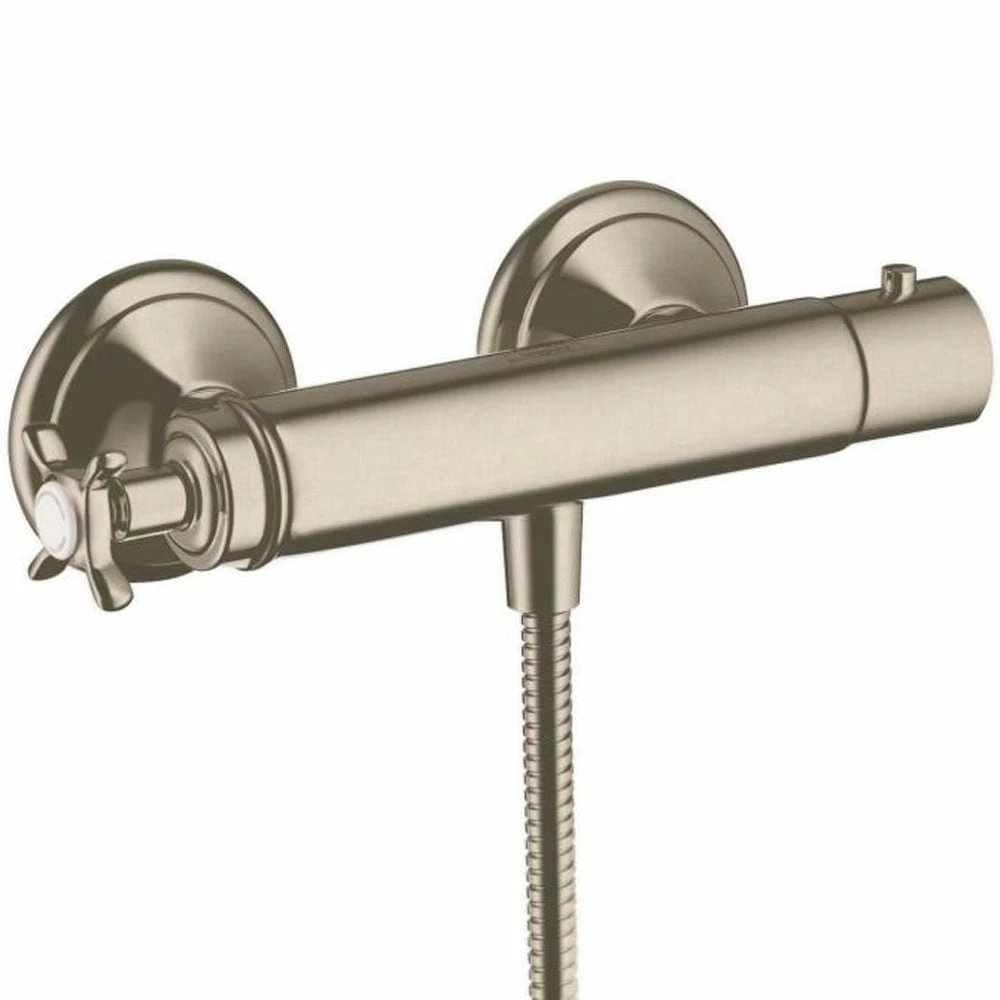 AXOR Montreux Brushed Nickel Thermostatic Shower Mixer Valve With Cross Handle 3 AXOR Montreux Brushed Nickel Thermostatic Shower Mixer Valve With Cross Handle