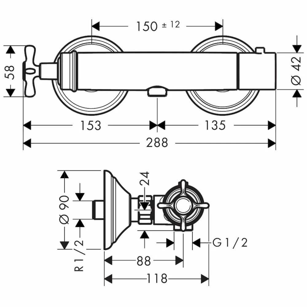 AXOR Montreux Brushed Nickel Thermostatic Shower Mixer Valve With Cross Handle 4 AXOR Montreux Brushed Nickel Thermostatic Shower Mixer Valve With Cross Handle - Image 2