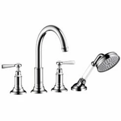 AXOR Montreux Chrome 4 Hole Rim Mounted Bath Mixer Tap With Lever Handles