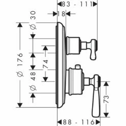 AXOR Montreux Chrome Thermostatic Mixer Shower Valve & Shut Off Diverter Valve 9 AXOR Montreux Chrome Thermostatic Mixer Shower Valve & Shut Off Diverter Valve -TAPS UK Sales axor montreux chrome thermostatic mixer shower valve shut off diverter valve p34265 166733 image