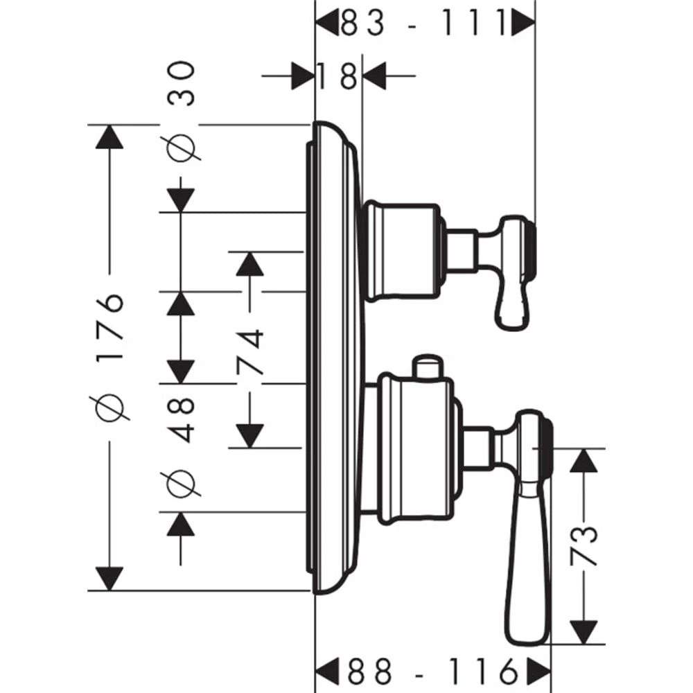 AXOR Montreux Chrome Thermostatic Mixer Shower Valve & Shut Off Diverter Valve 6 AXOR Montreux Chrome Thermostatic Mixer Shower Valve & Shut Off Diverter Valve - Image 4