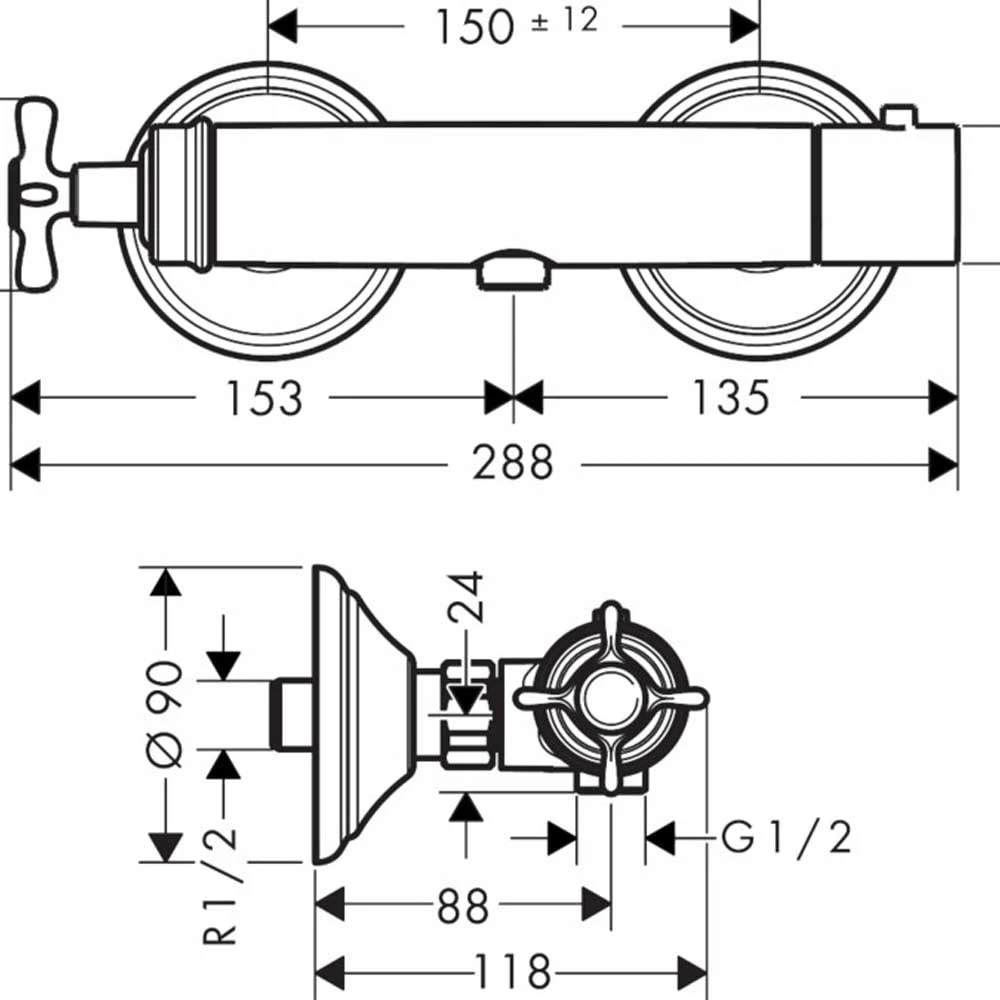 AXOR Montreux Chrome Thermostatic Shower Mixer Valve With Cross Handle 4 AXOR Montreux Chrome Thermostatic Shower Mixer Valve With Cross Handle - Image 2