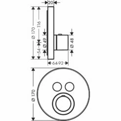 AXOR ShowerSelect Chrome Concealed Thermostatic Mixer Round Valve 11 AXOR ShowerSelect Chrome Concealed Thermostatic Mixer Round Valve -TAPS UK Sales axor showerselect chrome concealed thermostatic mixer round valve p33953 168462 image