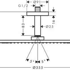 AXOR ShowerSolutions Chrome Overhead Shower 350 1Jet With Ceiling Connection -TAPS UK Sales axor showersolutions chrome overhead shower 350 1jet with ceiling connection p34206 166502 image