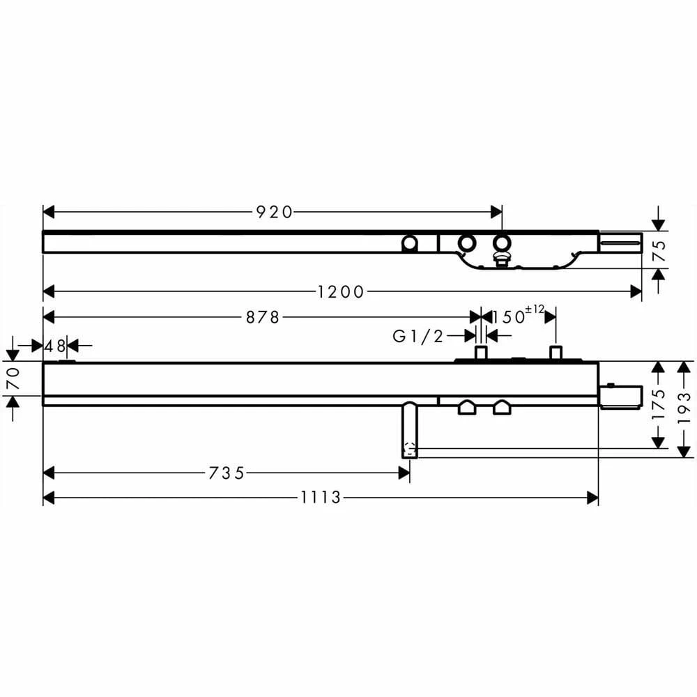 AXOR ShowerSolutions Polished Brass 1200 Thermostatic Bath Shower Mixer Tap 4 AXOR ShowerSolutions Polished Brass 1200 Thermostatic Bath Shower Mixer Tap - Image 2