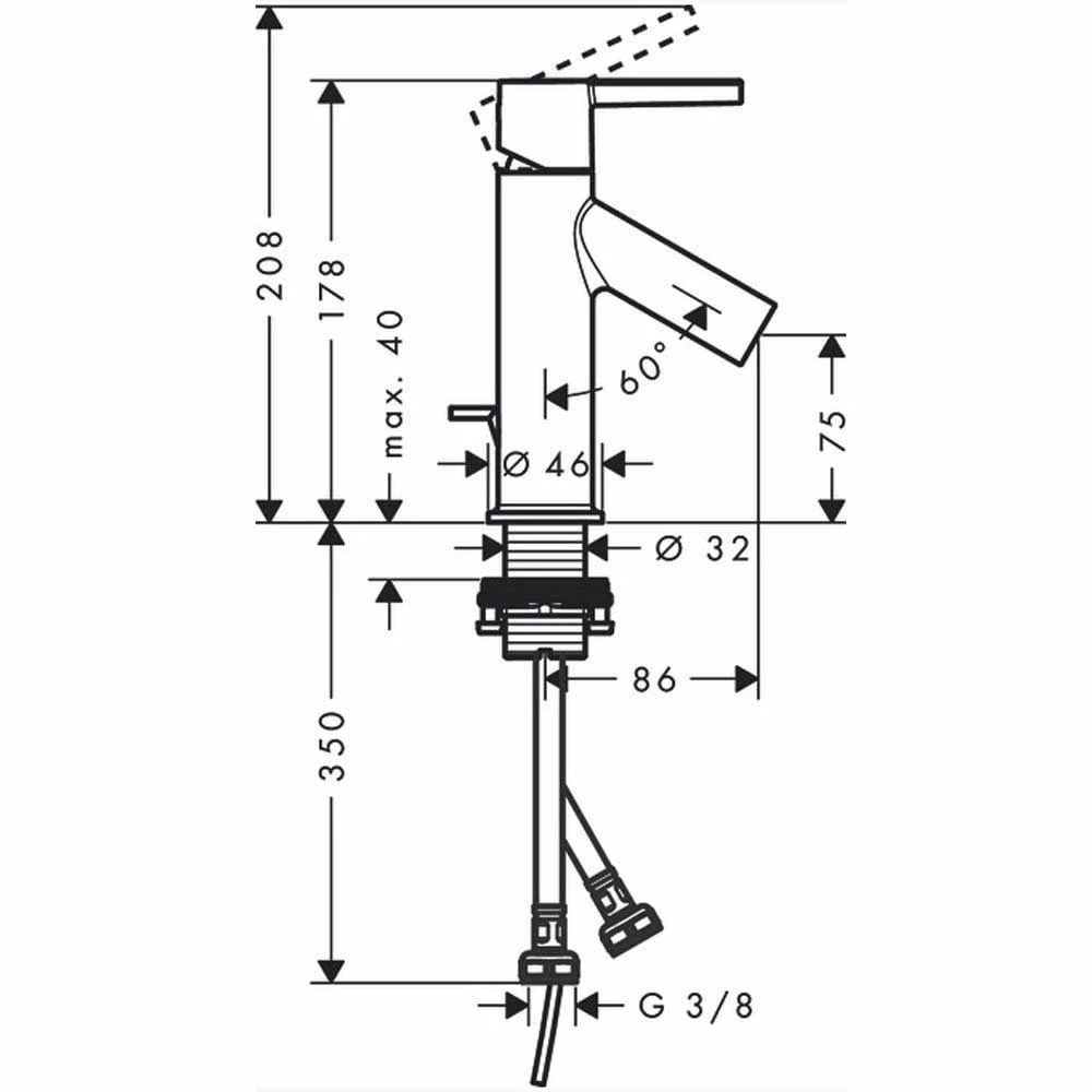 AXOR Starck Chrome Single Lever Basin Mixer Tap 80 With Pop-Up-Waste 4 AXOR Starck Chrome Single Lever Basin Mixer Tap 80 With Pop-Up-Waste - Image 2