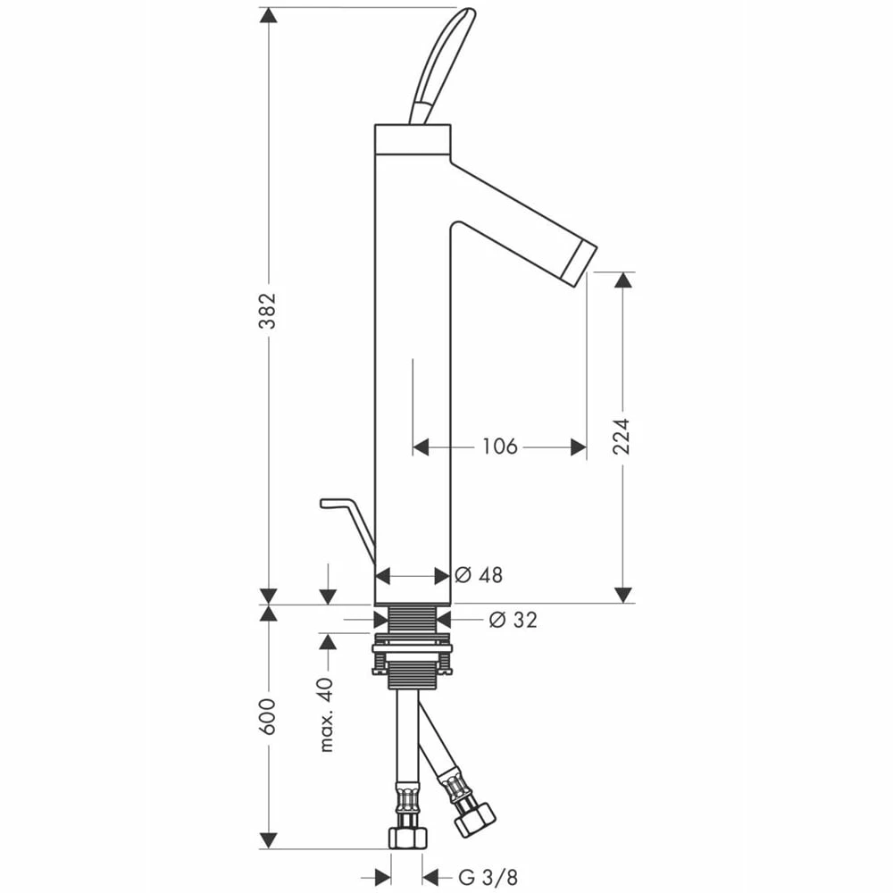 AXOR Starck Classic Brushed Nickel Basin Mixer Tap 200 With Pop-Up Waste 4 AXOR Starck Classic Brushed Nickel Basin Mixer Tap 200 With Pop-Up Waste - Image 2