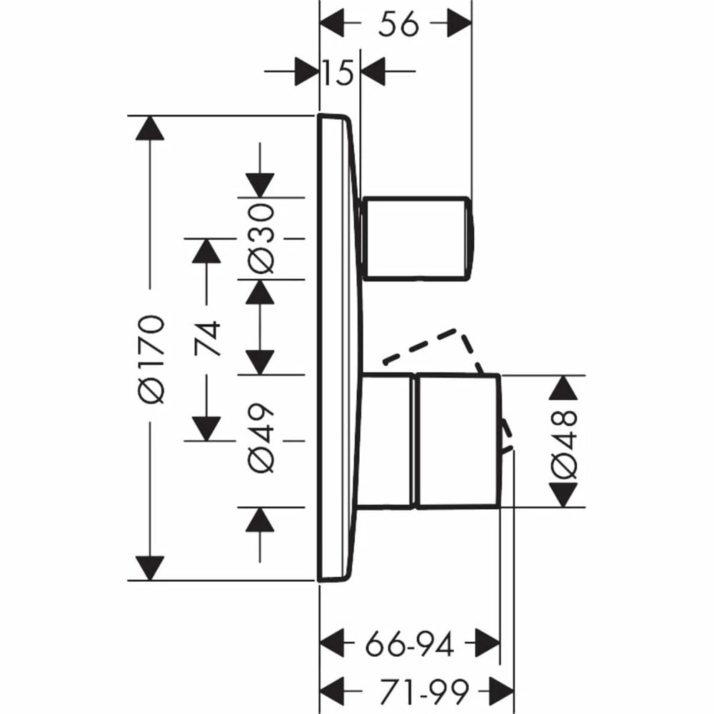 AXOR Uno Brushed Nickel Single Lever Manual Bath/Shower Mixer Valve 4 AXOR Uno Brushed Nickel Single Lever Manual Bath/Shower Mixer Valve - Image 2