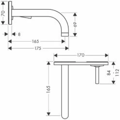 AXOR Uno Concealed Single Lever Basin Mixer Tap With Spout 165mm & Plate -TAPS UK Sales axor uno concealed single lever basin mixer tap with spout 165mm plate p33963 165968 image