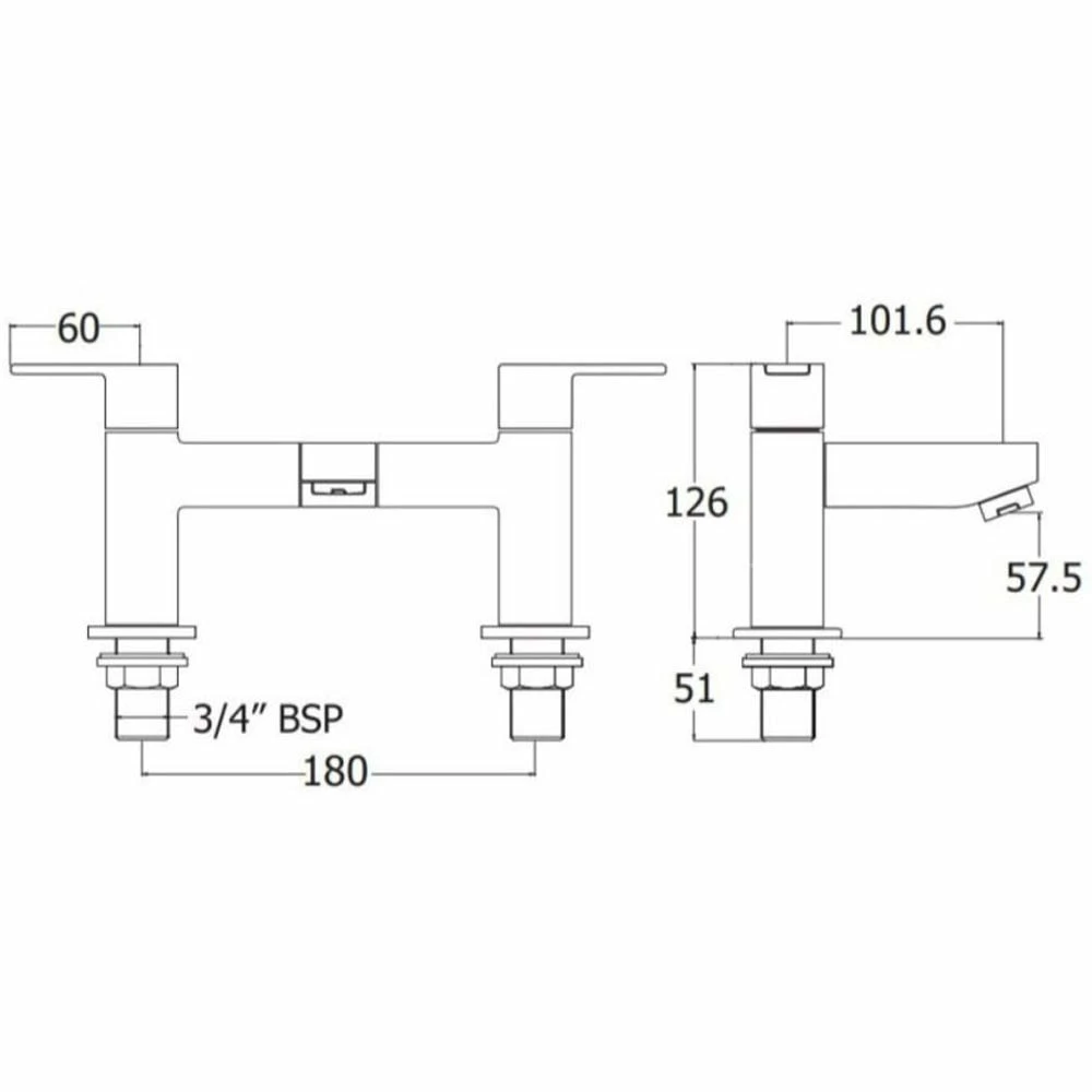 Deva Ethos Chrome Basin & Bath Filler Taps Pack Set 6 Deva Ethos Chrome Basin & Bath Filler Taps Pack Set - Image 4