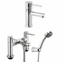 Deva Insignia Chrome Bath Shower & Basin Mixer Taps Pack Set