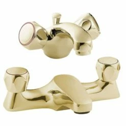 Deva Profile Gold Bath Filler & Basin Mixer Taps Pack Set