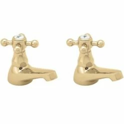 Deva Tudor Traditional Gold Basin Taps - TUD01/501