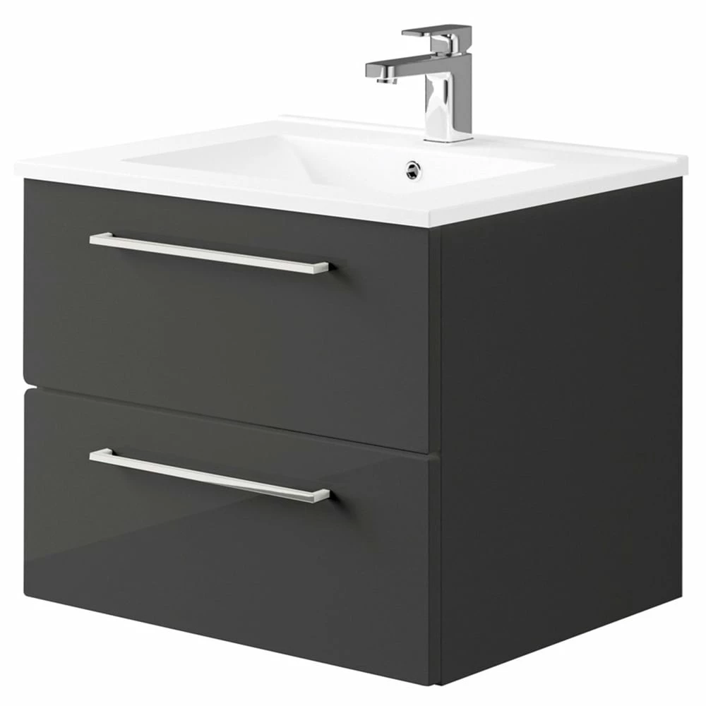 Elation Mito Charcoal Grey 600mm Wall Hung Vanity Unit 29514/533 3 Elation Mito Charcoal Grey 600mm Wall Hung Vanity Unit 29514/533