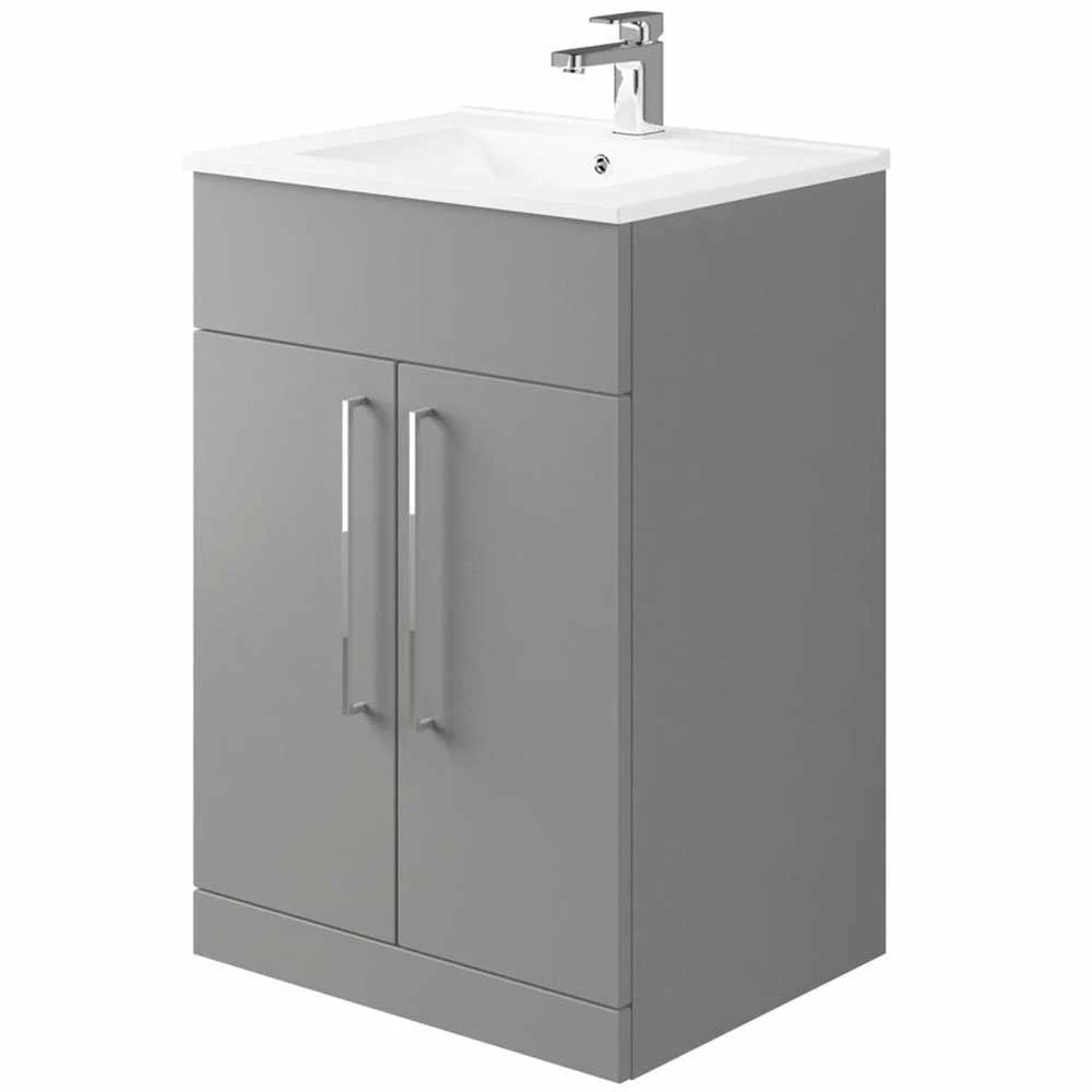Elation Mito Matt Dove Grey Modern Floorstanding Vanity Unit 600mm 29507/421 3 Elation Mito Matt Dove Grey Modern Floorstanding Vanity Unit 600mm 29507/421